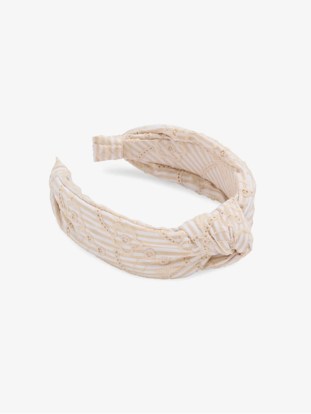 463. Shiraleah Cream Striped Eyelet TopKnot Headband